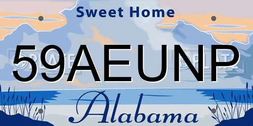 59AEUNP Alabama License Plate