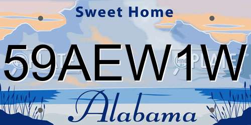 59AEW1W Alabama License Plate