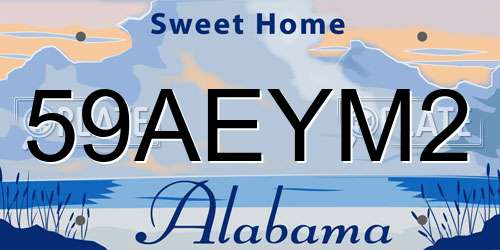 59AEYM2 Alabama License Plate