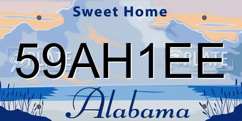59AH1EE Alabama License Plate