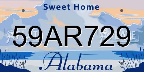 59AR729 Alabama License Plate