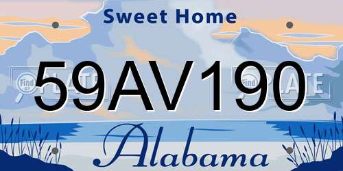 59AV190 Alabama License Plate