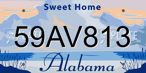 59AV813 Alabama License Plate