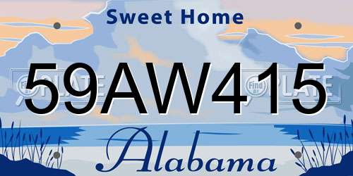 59AW415 Alabama License Plate