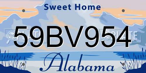 59BV954 Alabama License Plate