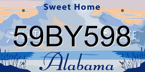 59BY598 Alabama License Plate