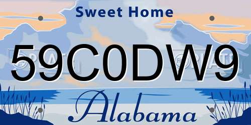 59C0DW9 Alabama License Plate