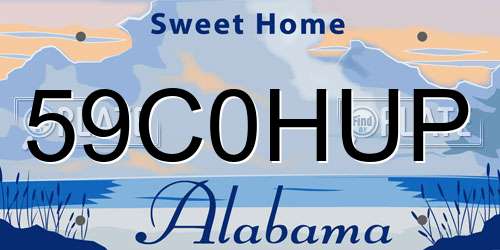 59C0HUP Alabama License Plate
