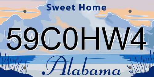 59C0HW4 Alabama License Plate