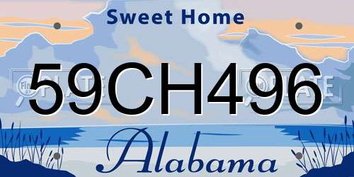 59CH496 Alabama License Plate