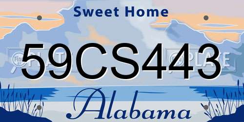 59CS443 Alabama License Plate
