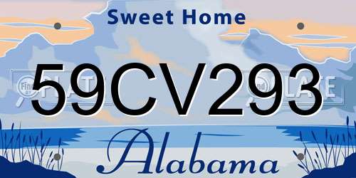 59CV293 Alabama License Plate
