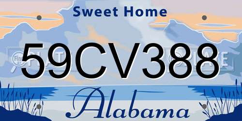 59CV388 Alabama License Plate