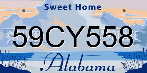 59CY558 Alabama License Plate