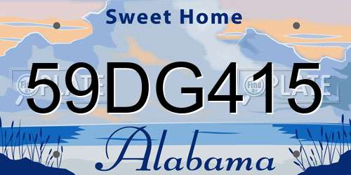 59DG415 Alabama License Plate