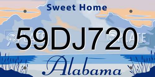 59DJ720 Alabama License Plate