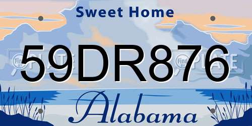 59DR876 Alabama License Plate