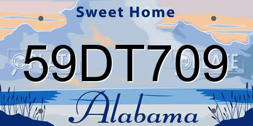 59DT709 Alabama License Plate