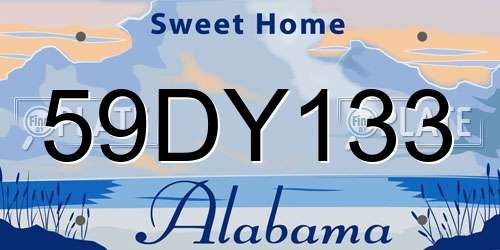 59DY133 Alabama License Plate