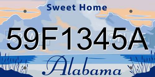 59F1345A Alabama License Plate