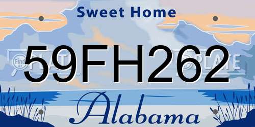 59FH262 Alabama License Plate