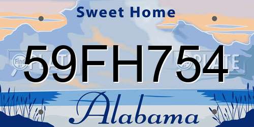 59FH754 Alabama License Plate