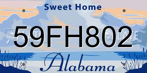 59FH802 Alabama License Plate