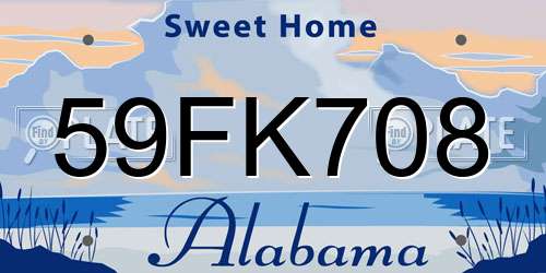 59FK708 Alabama License Plate