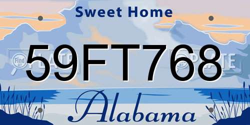 59FT768 Alabama License Plate