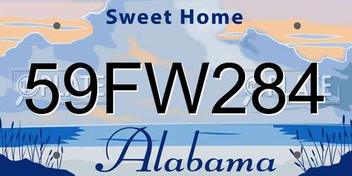 59FW284 Alabama License Plate