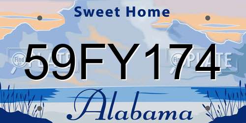 59FY174 Alabama License Plate