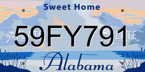 59FY791 Alabama License Plate