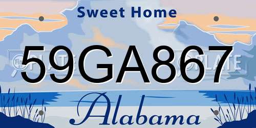 59GA867 Alabama License Plate