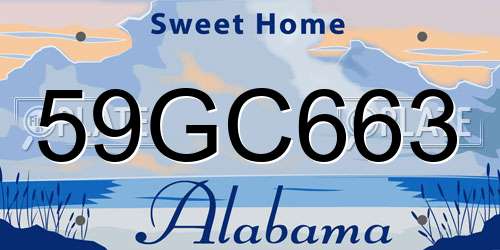 59GC663 Alabama License Plate