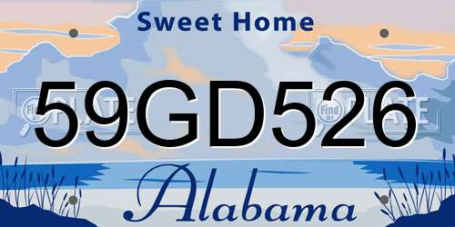 59GD526 Alabama License Plate