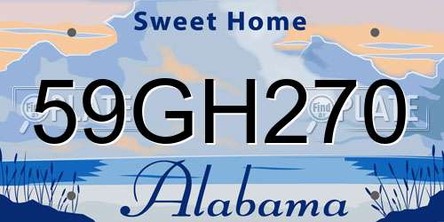 59GH270 Alabama License Plate