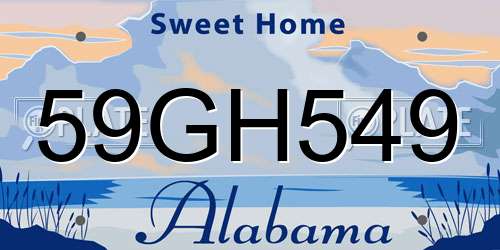 59GH549 Alabama License Plate
