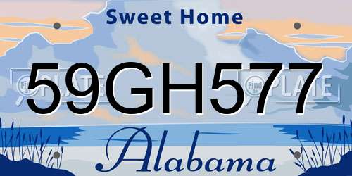 59GH577 Alabama License Plate