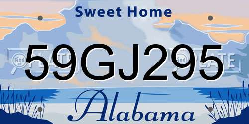 59GJ295 Alabama License Plate