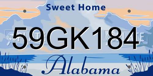 59GK184 Alabama License Plate