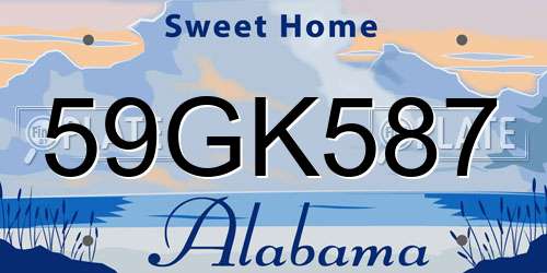 59GK587 Alabama License Plate