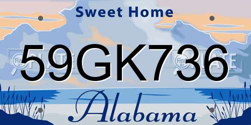 59GK736 Alabama License Plate