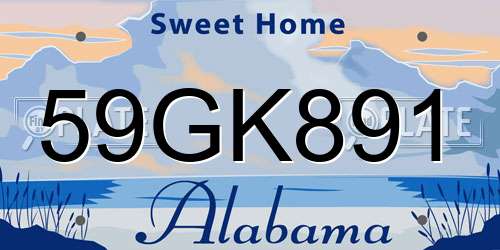 59GK891 Alabama License Plate