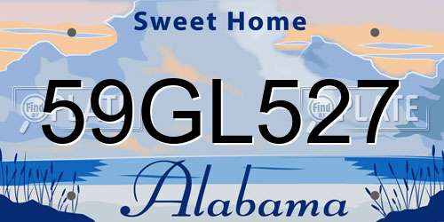 59GL527 Alabama License Plate