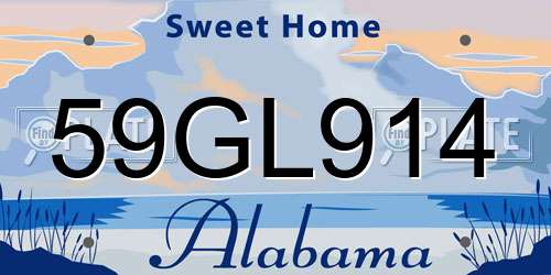 59GL914 Alabama License Plate