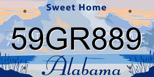 59GR889 Alabama License Plate