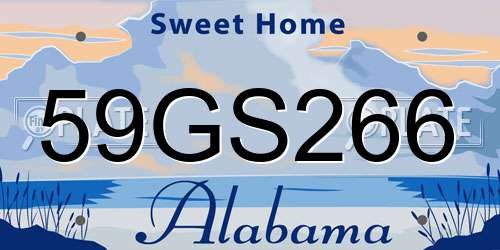 59GS266 Alabama License Plate