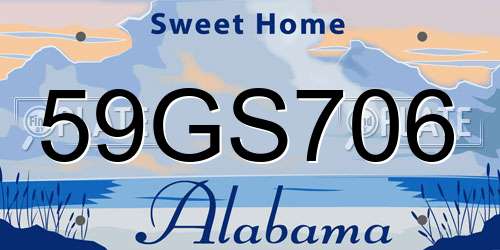59GS706 Alabama License Plate