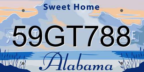 59GT788 Alabama License Plate