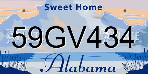 59GV434 Alabama License Plate